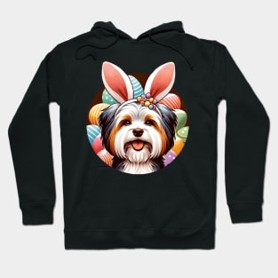 Biewer Terrier Enjoys Easter with Bunny Ear Headband Hoodie